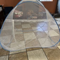 Foldable Yurt Mosquito Net for Bed Tent Single Door w/ Bottom Portable Standing