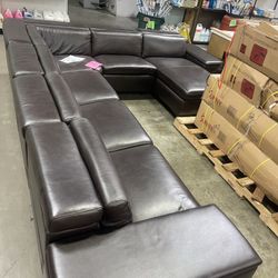 Sectional, Genuine Leather Sofa With Power Seats And Adjustable Headrests, Never Used  