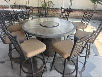 Patio table bar tall fire pit