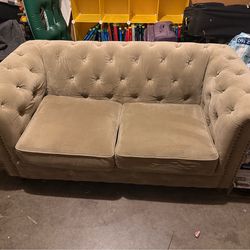 Grey velvet loveseat