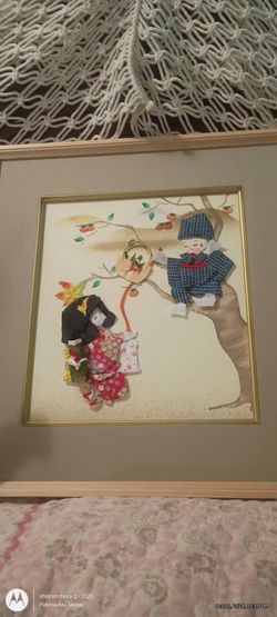 Japanese Doll Shadow Box Framed Art