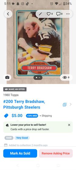 1980 Topps Terry Bradshaw #200 Pittsburgh Steelers