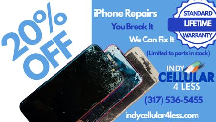 20% OFF ANY IPHONE SCREEN REPLACEMENT AND DONE IN 20 MINUTES!
