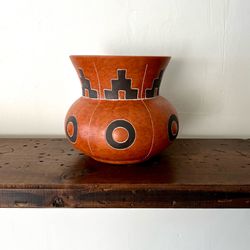 Signed Vintage Leopoldo de Mexico Terracotta Pot Glazed Interior Approx. 7” Tall