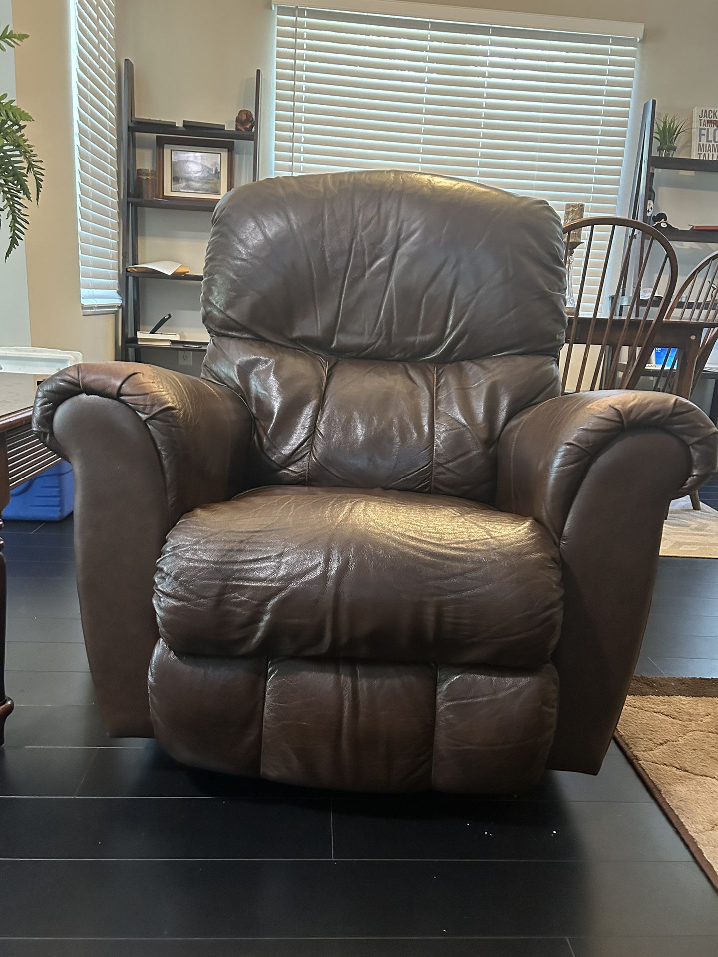 Brown Leather Recliner Rocking Chair