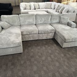 Double Chaise Grey Soft Sectional 