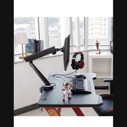 Gaming Monitor Mount Stand - Mechanical Spring Assisted Fully Adjustable Fit One Screen 17 to 32 inch, 17.6 lbs, Single Arm, RGB