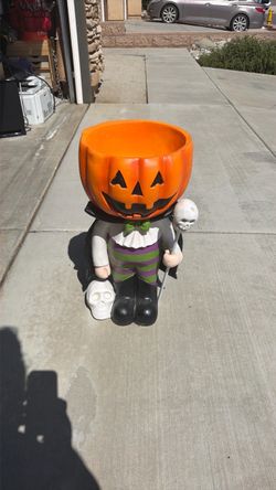 Halloween Pumpkin Head Candy Bowl Figure