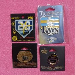Lot Of 4 Tampa Bay Rays Collector's Pins (NEW ON CARD)