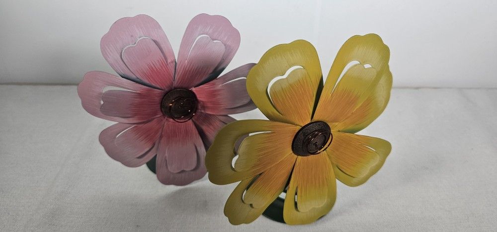 Happy Flower Tealight Set Of 2 Candle Holder for Patio or Porch