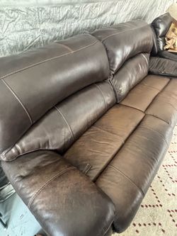Leather reclining sofa