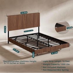 Queen Platform Bed Frame with Fluted Headboard