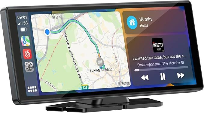 LAMTTO 9.26-inch Wireless CarPlay Screen for Car Compatable with Apple CarPlay& Android Auto,Portable Car Stereo with GPS Navigation,Bluetooth,Mirror