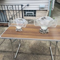 2 Large  Made In Italy Silver Plated Crystal Bowls