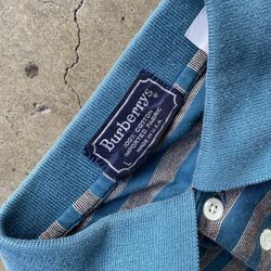 Vintage 90s Burberry LongIsleeve polo Size L Striped plaid pattern