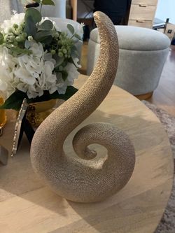 (Best for stagers): Modern Gold Abstract Swirl Sculpture – Home Staging Decor
