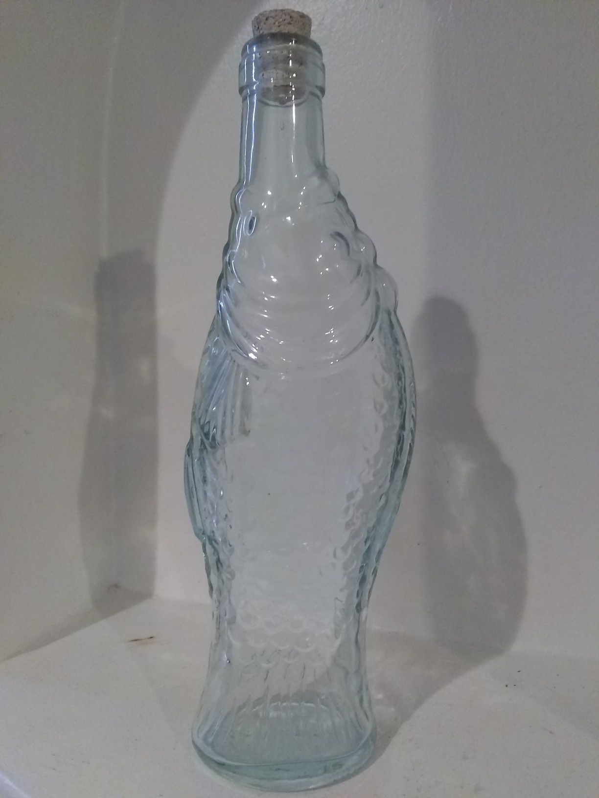 Pescevino Fish Wine Bottle Clear Glass Italy Vintage 1989 Imported 750 ml