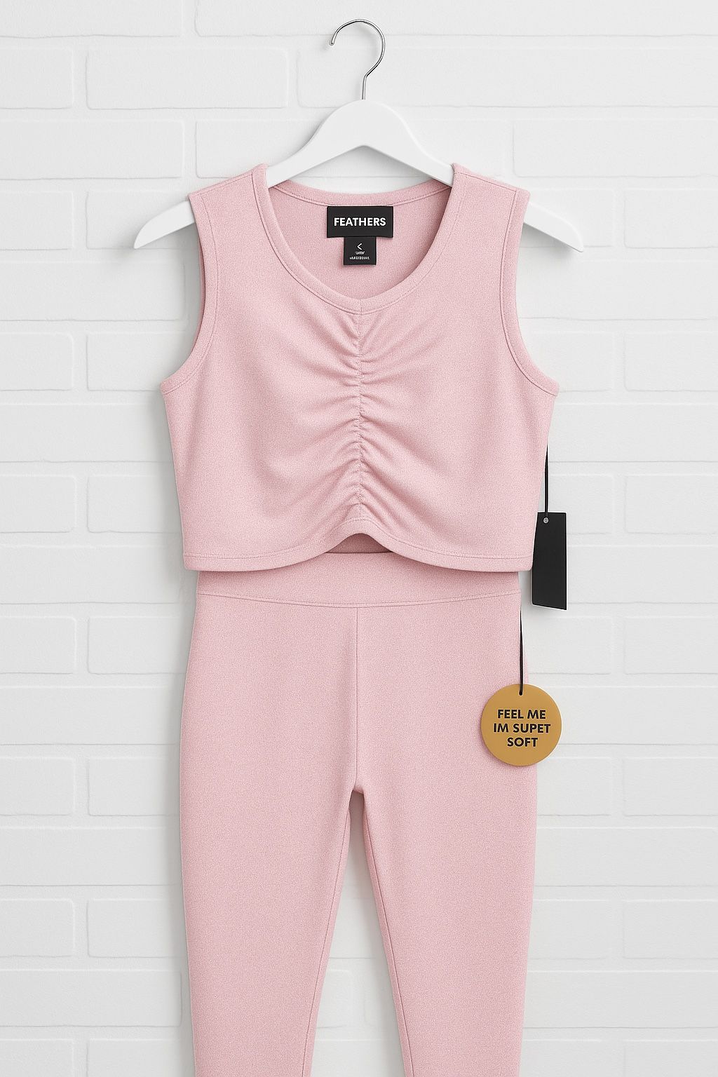 Sparkling *PINK* 2 Piece Crop Tank Top And Leggings Set