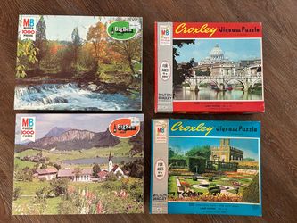 4 Vintage Milton Bradley Jigsaw Puzzles