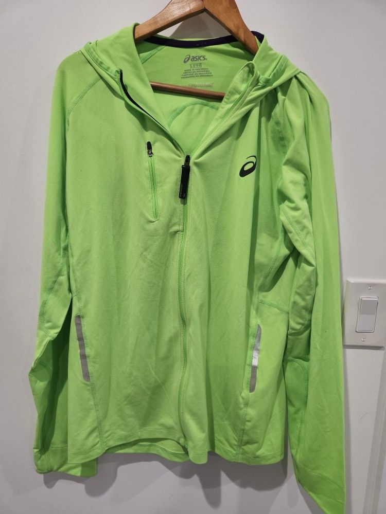 Asics Jacket Green Running With Hood