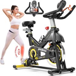 Exercise Bike, Adjustable Magnetic/Brake Pad Resistance Silent Belt Drive, Indoor Cycling Bike for Home Cardio, Fitness Stationary Bike with 350lbs/30