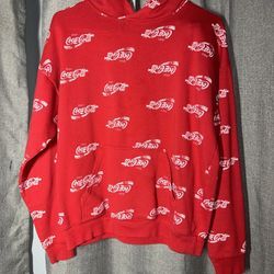 Coca Cola Red Logo Print Hoodie Sweatshirt Size Men’s Large