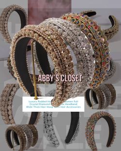 Luxury Padded Hairband for Women Full Crystal Diamond Rhinestone Headband Wide Thick Hair Hoop Girls Hair Accessories