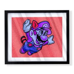 Mario Bro 3 Retro Art Piece On Black Frame