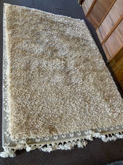 Beige thick soft area rug 5x7