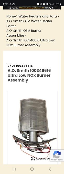 Gas Water Heater Burner Assembly For A.O. Smith