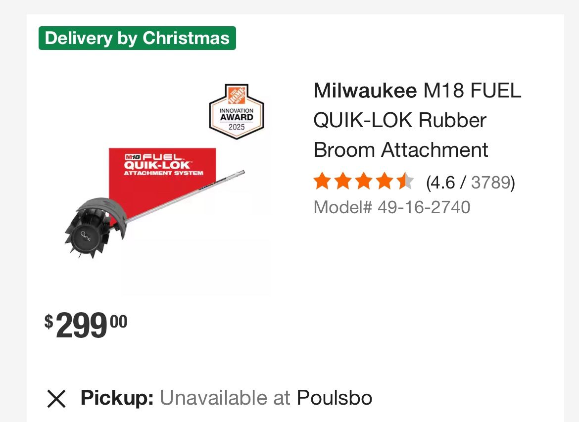 Milwaukee M18 Fuel Quick-Lok Rubber Broom Attachment