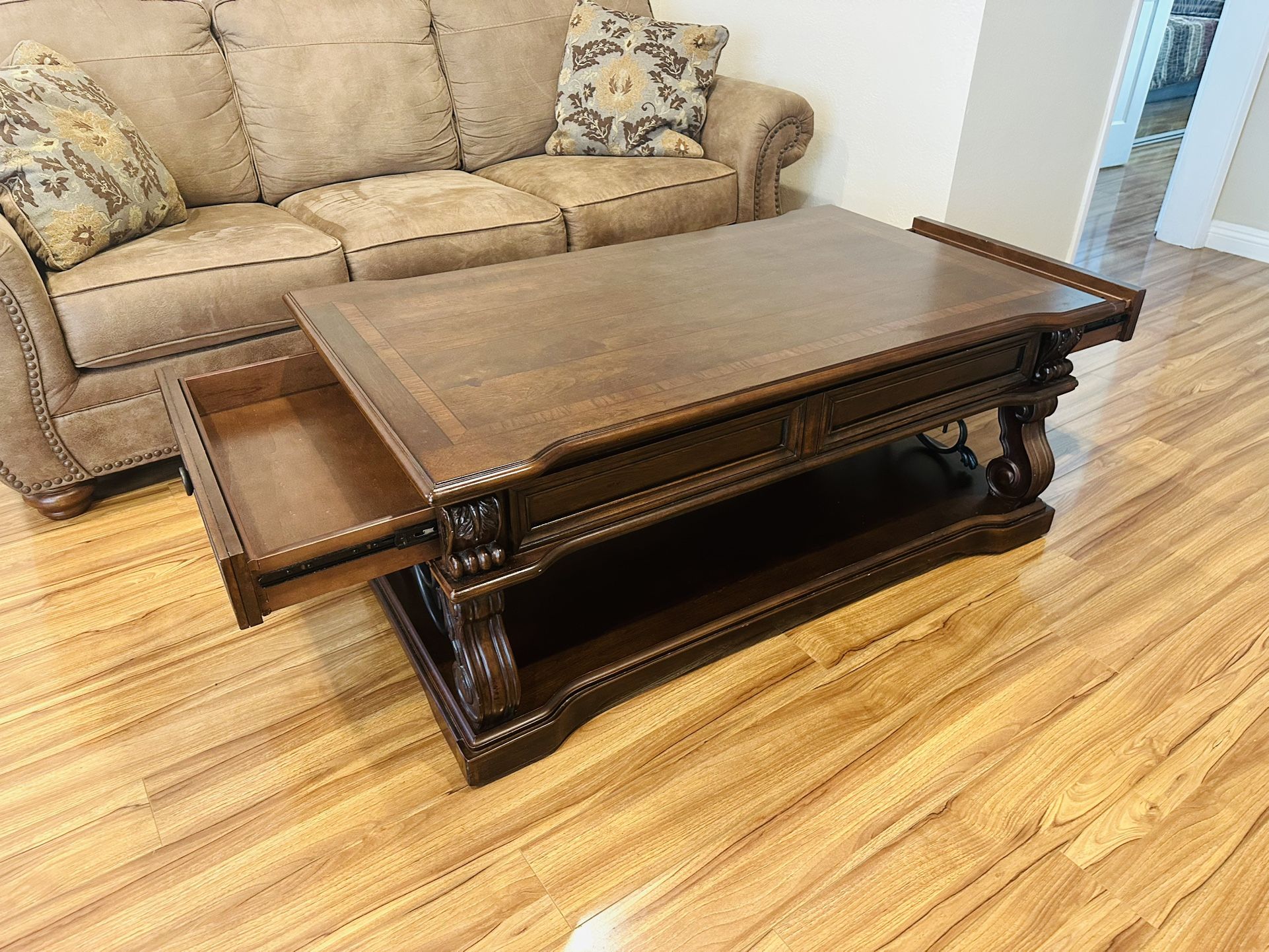 A Big Coffee Table With Drawers