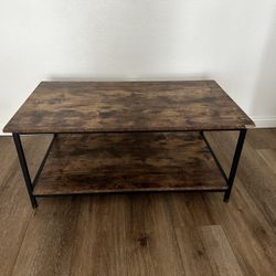 Rustic wood finish Coffee Table with Shelf – Pickup Only