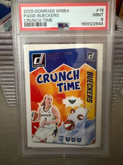2025 Panini Donruss WNBA Crunch Time Paige Bueckers (RC) card #19 in a PSA mint 9