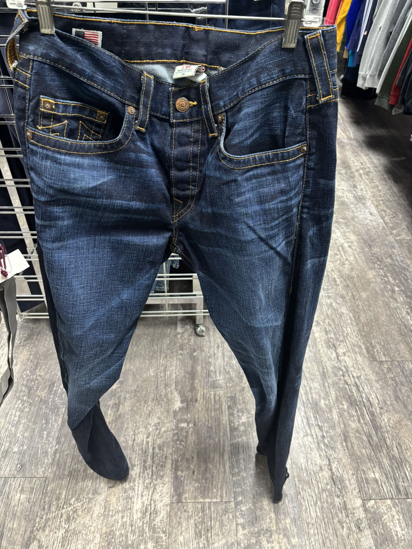 True Religion Men’s Bobby Super T Wide Stitch Jeans SZ 34 X 29