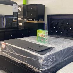 LED Upholstered Panel Bedroom Set