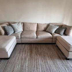 Beautiful Sectional Like New Almond