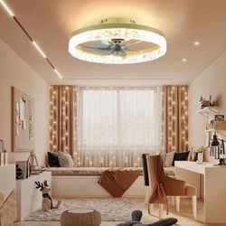 20" Low Profile Ceiling Fan with Lights and Remote, Modern Flush Mount LED Stepless Dimmable, Reversible Blades,6 Speeds Timing for Bedroom, Indoor Us