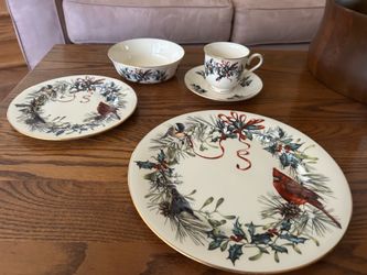 Lenox Winter Greetings china set and serving pieces