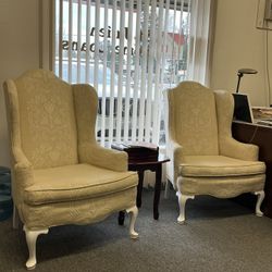 2 Beige Wingback Chairs Very Gently Used 