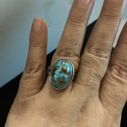 Real Stone Turquoise Silver Ring