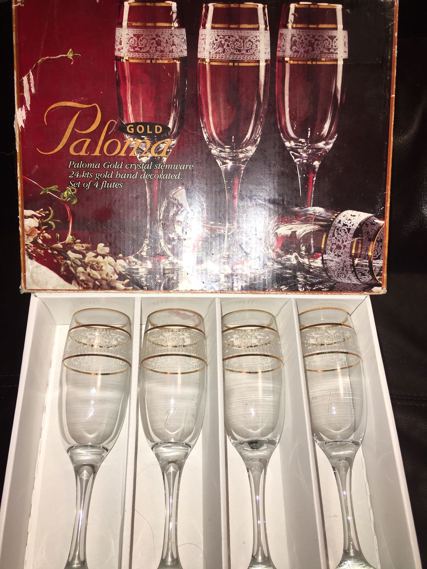 Paloma 24k gold crystal stemware