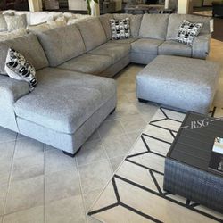 Light Gray U Shape Modular Sectional Couch With Chaise Right/Left ◀️ Color Options🔥$39 Down Payment with Financing 🔥 90 Days same as cash 