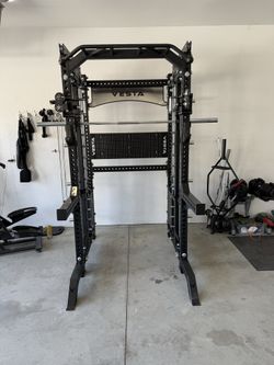 PRO SERIES Ultimate 3-1 Half Rack Functional Trainer w/Smith Machine Bar | 400lb Stack | Gym Equipment | Fitness | Commercial | Squat Rack 