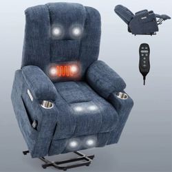 New Power Lift Recliner Chair with Massage and Heat for Elderly, Overstuffed Wide Recliners