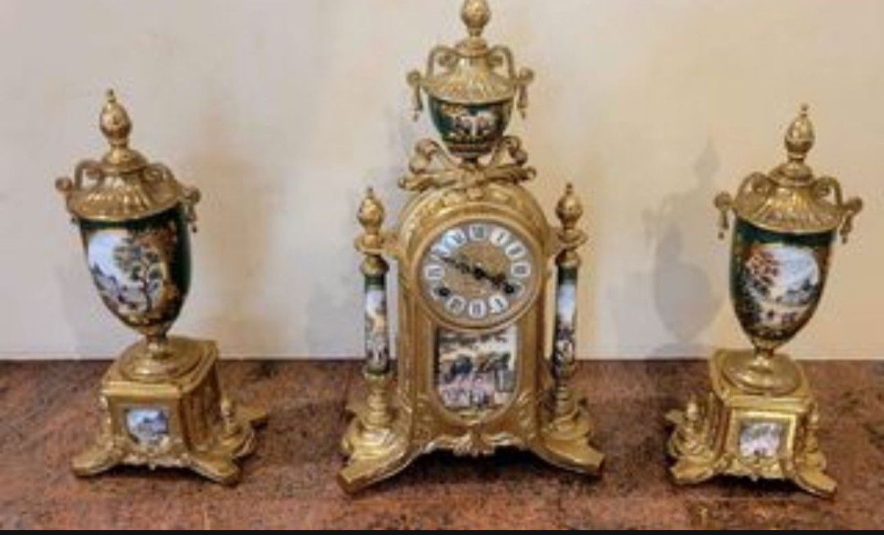 Antique Clock Set Made In Italy
