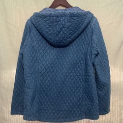 Denim Quilted Snap Hooded Jacket