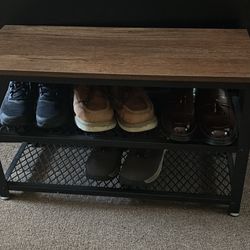 Shoe Rack Bench – Entryway Storage (Wood + Metal) 