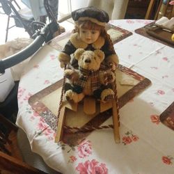 Porcelain  Doll An Teddy Bear