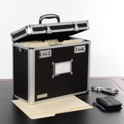 VAULTZ Locking Personal File Tote - Letter-Size, Black, Double Combination Locks